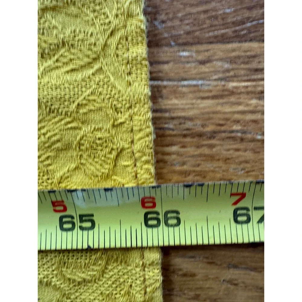 Vintage Mustard Yellow Floral Lace Tablecloth Retro Damask Mesh 66x48 Small Flaw